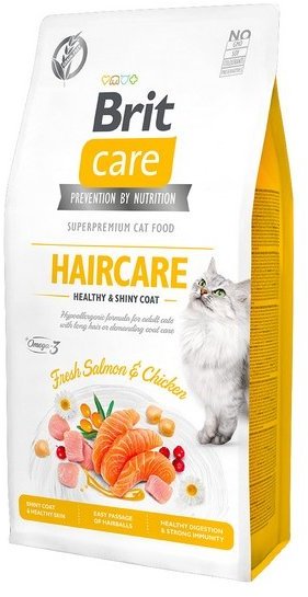 Сухой корм Brit Care Cat Gf Haircare Healthy & Shiny Coat для взрослых котов 7 кг (8595602540877)