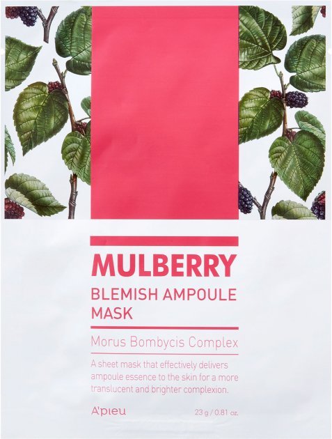 Акція на A'pieu Mulberry Blemish Ampoule Mask Тканевая маска для лица 23 g від Stylus