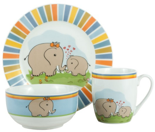 Акція на Набор детской посуды на 1 персону из 3 предметов Limited Edition Elephants (HYT17174) від Stylus