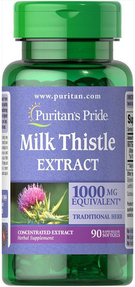 Акція на Puritan's Pride Milk Thistle 4:1 Extract 1000 mg 90 caps (Silymarin) Расторопша від Stylus