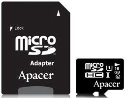 Акція на Apacer 16GB microSDHC Class 10 UHS-I U1 + adapter (AP16GMCSH10U1-R) від Stylus