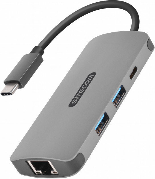 Акція на Sitecom Adapter USB-C to RJ45+USB-C+2xUSB3.0 Space Grey (CN-378) від Stylus