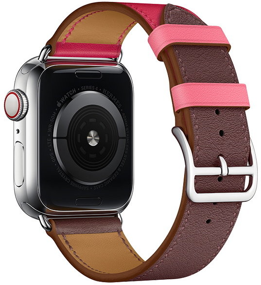 COTEetCI W36 Short Fashion Leather Band Bordeaux, Rose Extreme with Rose Azalee (WH5260-44-BRR) for Apple Watch 42/44mm