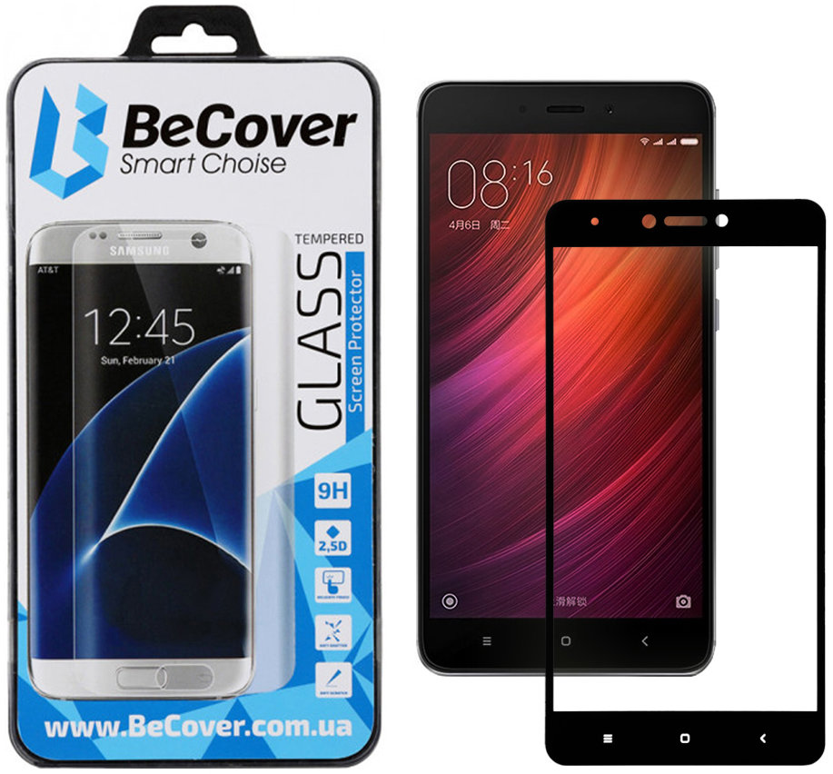 BeCover Tempered Glass Black for Xiaomi Redmi Note 4x