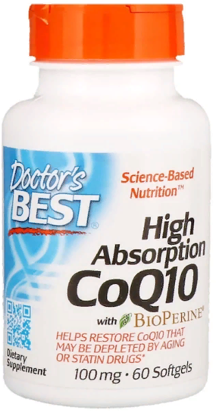 Doctor's Best, High Absorption CoQ10 with BioPerine, 100 mg, 60 Softgels (DRB-00088)