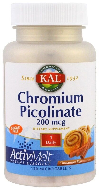 Kal Chromium Picolinate ActivMelt Cinnamon Bun 120 Micro Tablets (CAL-74490)