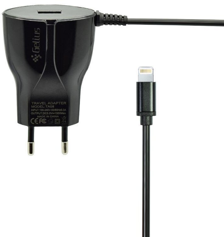 Gelius Usb Wall Charger Ultra Edition 1.5A with Integrated Lightning Cable 1.2m Black
Gelius Usb Wall Charger Ultra Edition 1.5A with Integrated Lightning Cable 1.2m Black