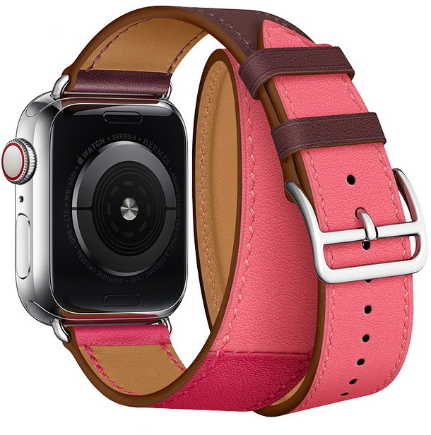 COTEetCI W36 Long Fashion Leather Band Bordeaux, Rose Extreme with Rose Azalee (WH5261-40-BRR) for Apple Watch 38/40mm