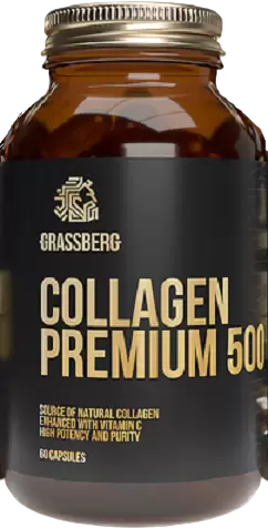 Акція на Grassberg Collagen Premium 500 mg/40 mg Коллаген премиум + витамин С 60 капсул від Stylus