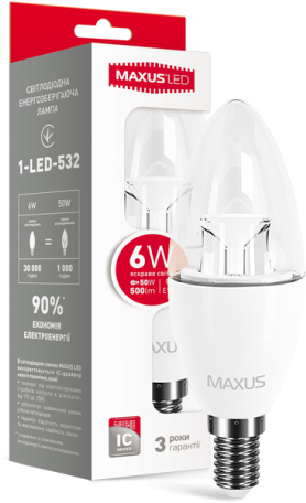 

Maxus C37 6W яркий свет 220V E14 (1-LED-532)