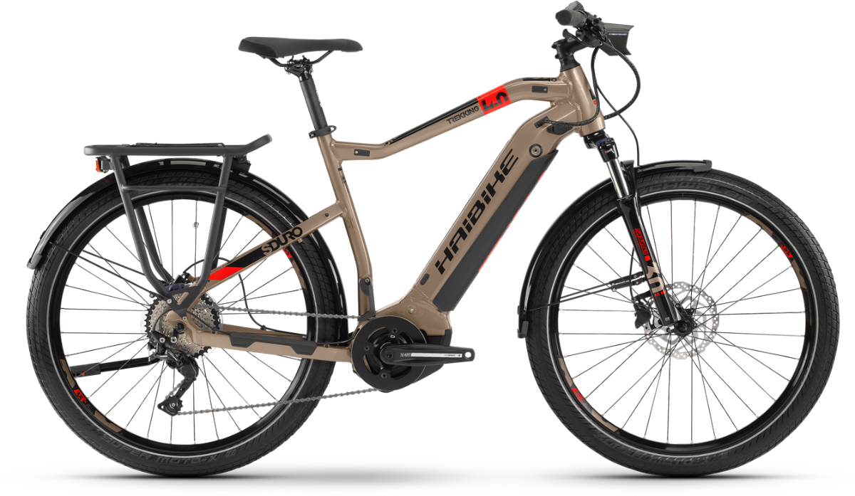 

Электровелосипед Haibike Sduro Trekking 4.0 men i500Wh 10 s. Deore 28", рама XL, песочно-черно-красный, 2020