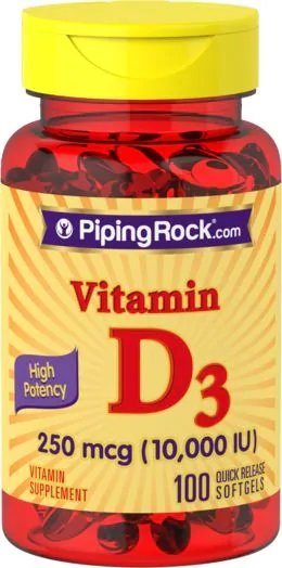 

Piping Rock High Potency Vitamin D3 10000 Iu 100 Softgels Высокоэффективный комплекс витамина D3