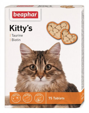 

Витамизированное лакомство Beaphar Kitty's + Taurine + Biotine с таурином и биотином для кошек 75 таблеток