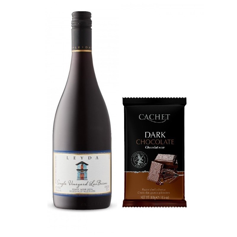 

Вино Leyda Pinot Noir Las Brisas Single Vineyard, 2016 (0,75 л) + премиум шоколад Cachet 53% Extra Dark Chocolate, 300г (WT4773)