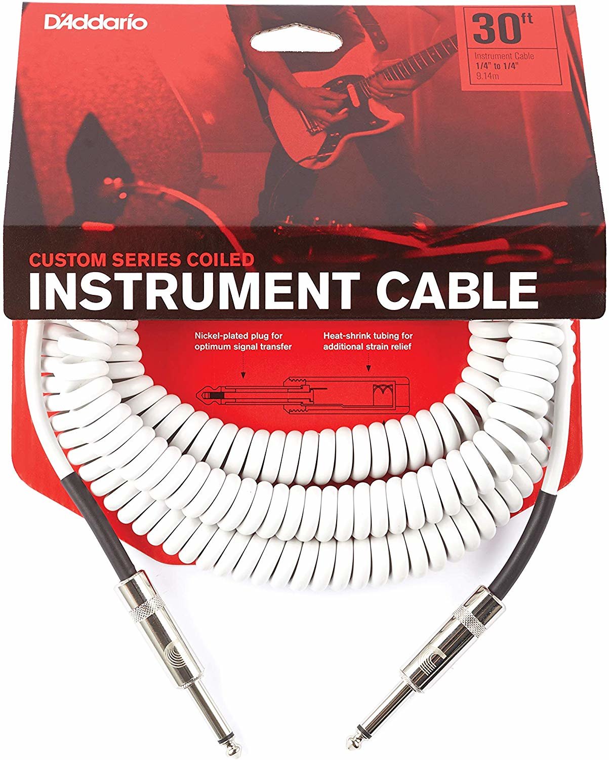 

Инструментальный кабель D`ADDARIO PW-CDG-30WH Coiled Instrument Cable - White