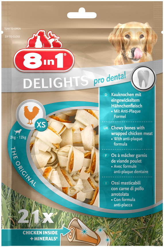 

Лакомство 8in1 Delights Pro Dental для чистки зубов с мясом Xs 21 шт (4048422117261)