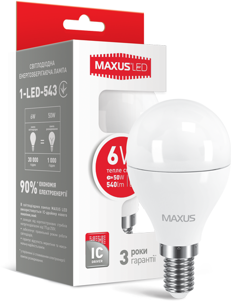 

Maxus G45 6W мягкий свет 220V E14 (1-LED-543)