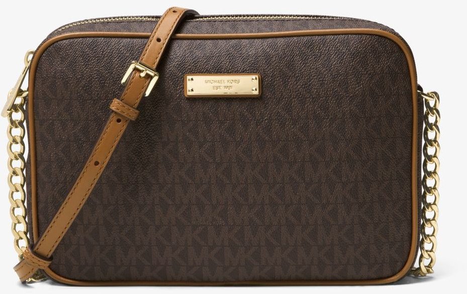

Женская сумка кросс боди Michael Kors Jet Set коричневая (32S7GJSC7B200)