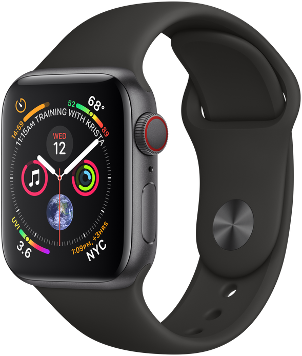 

Apple Watch Series 4 40mm GPS+LTE Space Gray Aluminum Case with Black Sport Band (MTUG2, MTVD2)