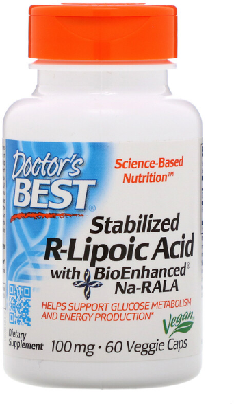 

Doctor's Best Best Stabilized R-Lipoic Acid 100 mg 60 Caps (DRB-00123)