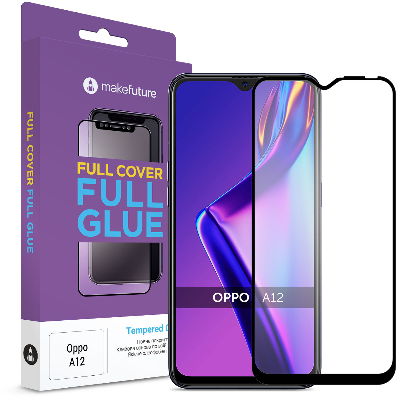 

MakeFuture Tempered Glass Full Cover Glue Black (MGF-OPA12) for Oppo A12