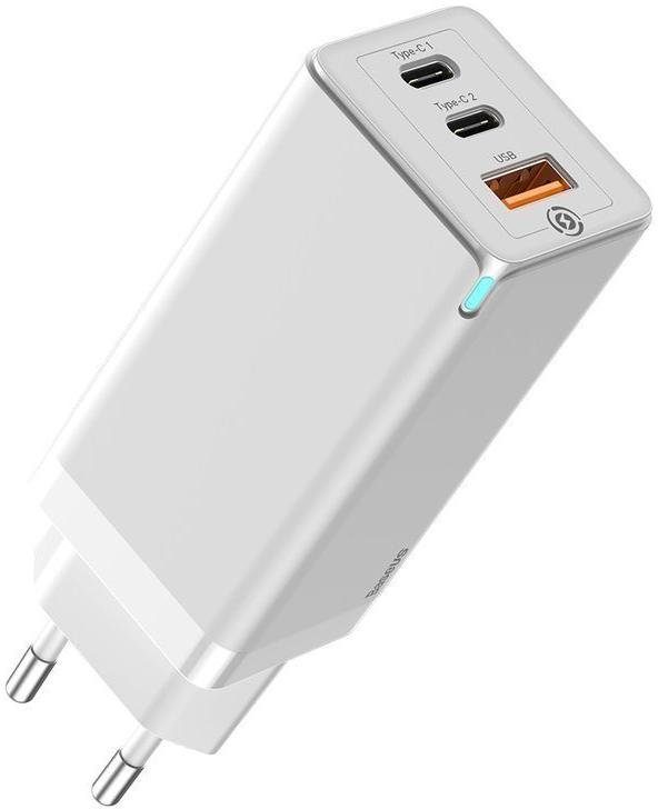 

Baseus USB-C Wall Charger GaN2 2xUSB-C+USB 65W White (CCGAN-B02)