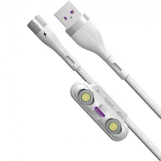 

Baseus Usb Cable to Lightning/microUSB/USB-C Zinc magnetic Safe Fast Charging Data 1m White (CA1T3-B02)