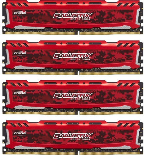 

Crucial 32 Gb (4x8GB) DDR4 2400 MHz Ballistix Sport Lt (BLS4K8G4D240FSEK)