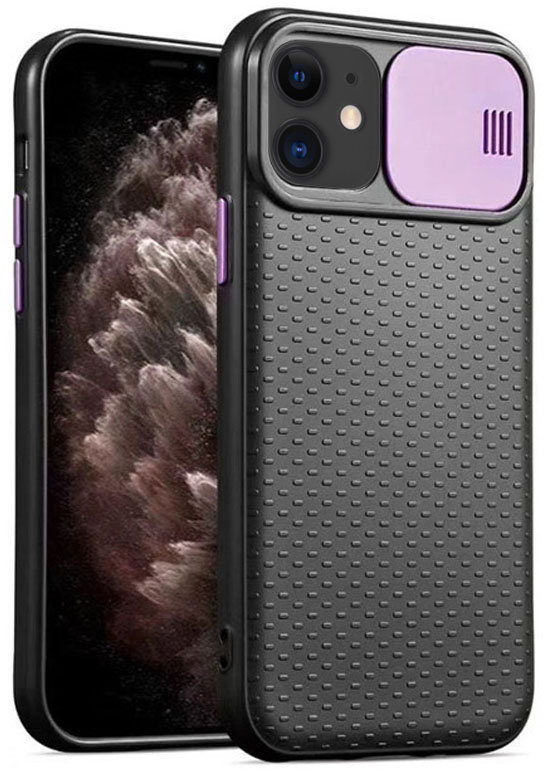 

Tpu Case Textured Point Camshield Black/Purple for iPhone 11