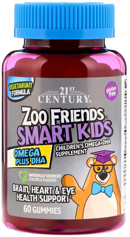 

21st Century Zoo Friends Smart Kids Omega Plus DHA, 60 Gummies