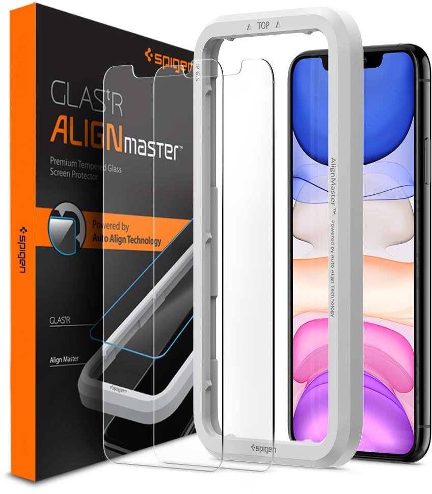 

Spigen Tempered Glass Protector AlignMaster GLAS.tR 2 Pack (AGL00101) for iPhone 11/iPhone Xr