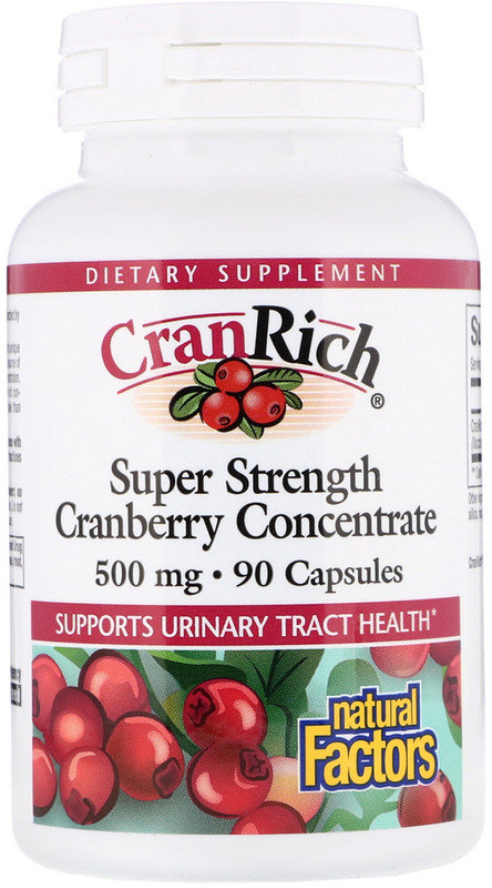 

Natural Factors, Cran Rich, Super Strength, Cranberry Concentrate, 500 mg, 90 Capsules (NFS04512)