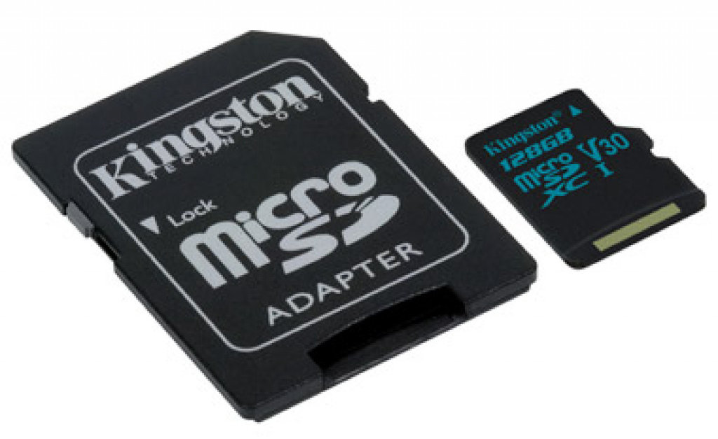 

Kingston 128GB microSDXC Class 10 UHS-I U3 V30 + adapter (SDCG2/128GB)