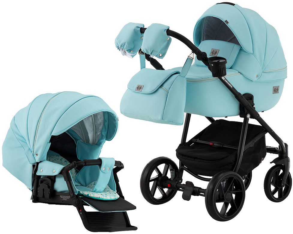 

Коляска 2 в 1 Adamex Hybryd Plus кожа 100% BR335 голубой (623691)