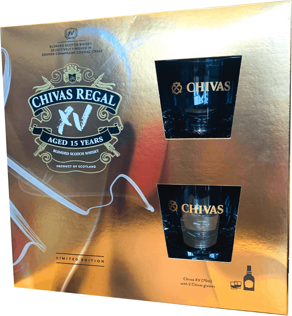 

Набор: Виски Chivas Regal 15 years old 0.7л 40% gift box with 2 glasses