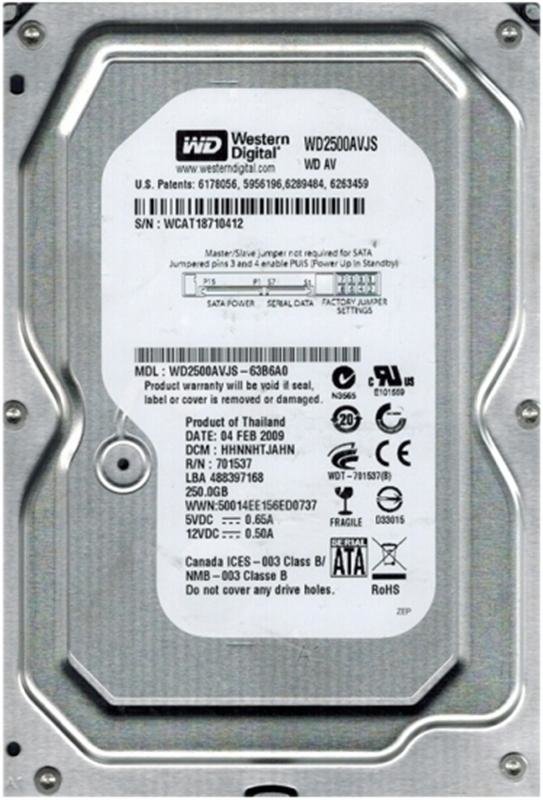 

Wd Av 250GB (WD2500AVJS) Rb