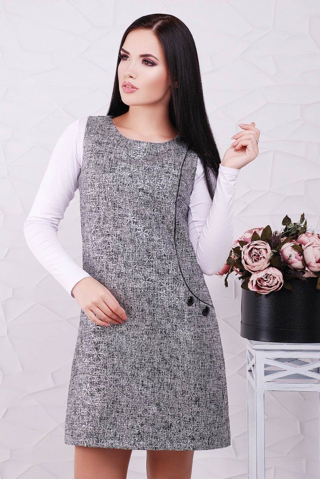 

Платье FashionUp PL-1559B-44 44 серое повседневное до середины бедра
