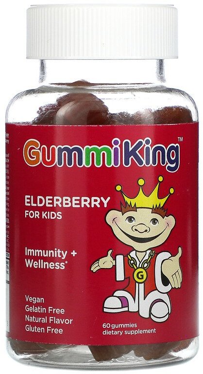 

GummiKing Elderberry for Kids Бузина для детей крепкий иммунитет вкус малины 60 жевательных конфет