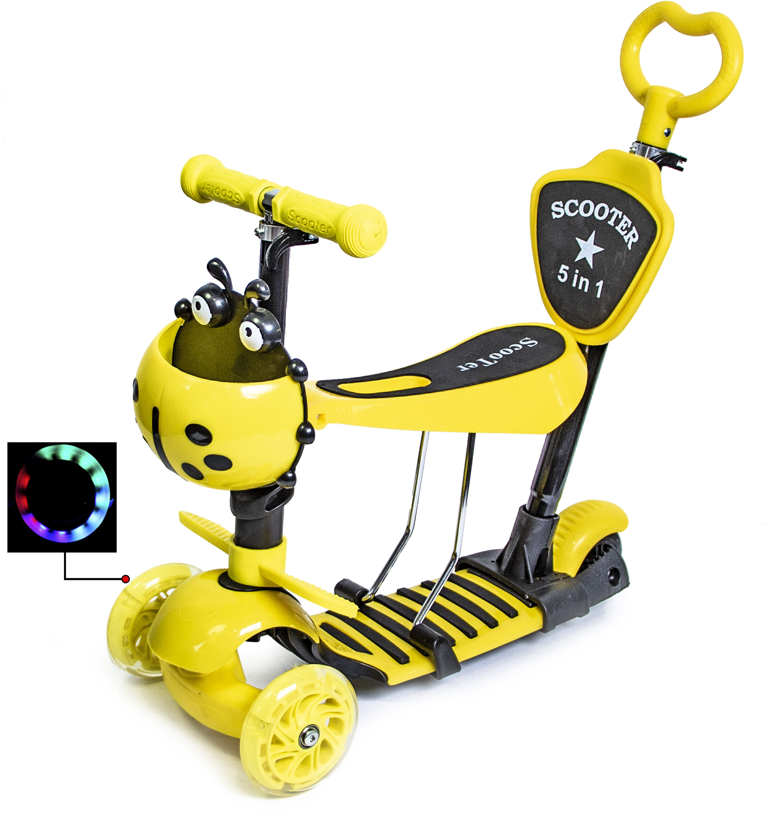 

Самокат Scooter "Божья коровка" 5in1. Yellow (многофункциональный)