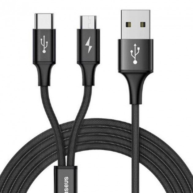 

Baseus Usb Cable to microUSB/USB-C Rapid 1.2m Black (CAMT-ASU01)