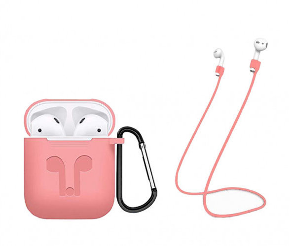 

Чехол для наушников Tpu Case with Belt and Earphone Strap Light Pink for Apple AirPods