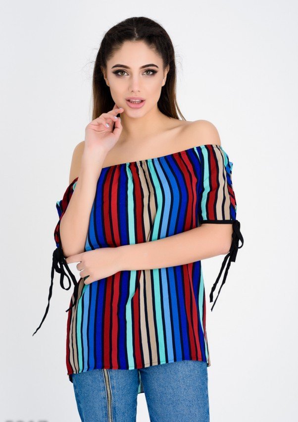 

Блуза Issa Plus 5217 42 синяя с коротким рукавом
