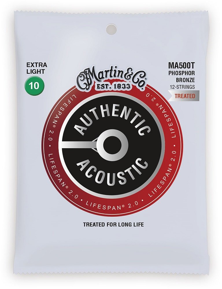 

Струны Martin MA500T Authentic Acoustic Lifespan 2.0 92/8 Phosphor Bronze Extra Light 12-String (10-47)