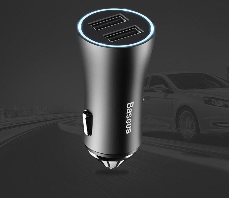 

Baseus Usb Car Charger Golden 2xUSB 24W 2.4A Black (CCALL-DZ01)