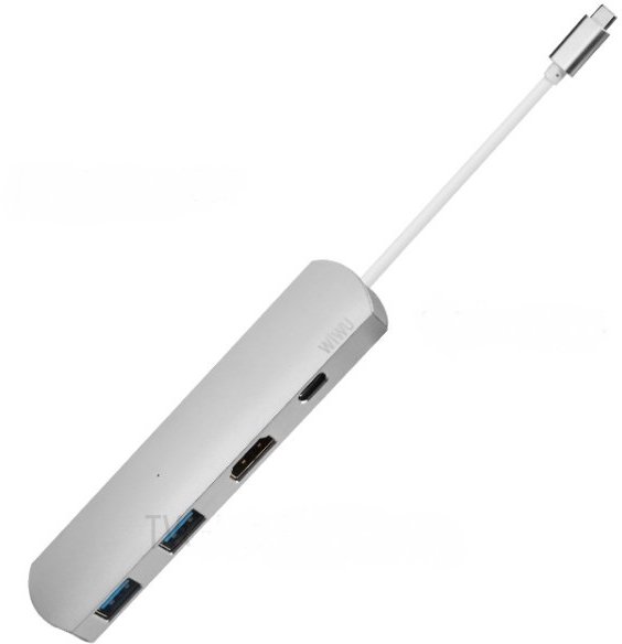 

Wiwu Adapter T3 Plus USB-C to USB-C+HDMI+2xUSB3.0 Hub Silver (TCH03-PDSL)