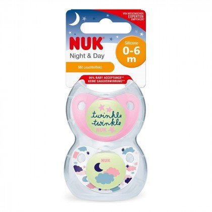 

Пустышка Nuk Trendline Day&Night Girl Силикон 0-6 мес 2 шт (3953124)