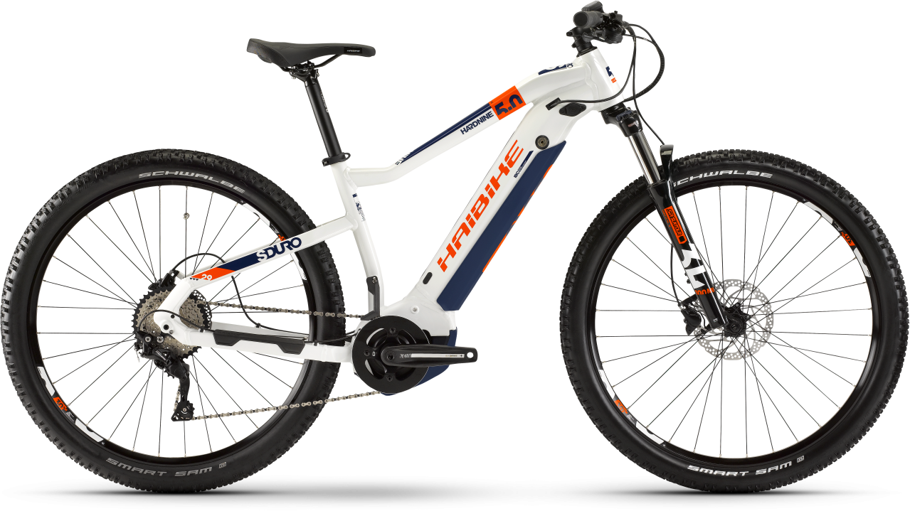 

Электровелосипед Haibike Sduro HardNine 5.0 i500Wh 10 s. Deore 29", рама L, бело-оранжево-синий, 2020