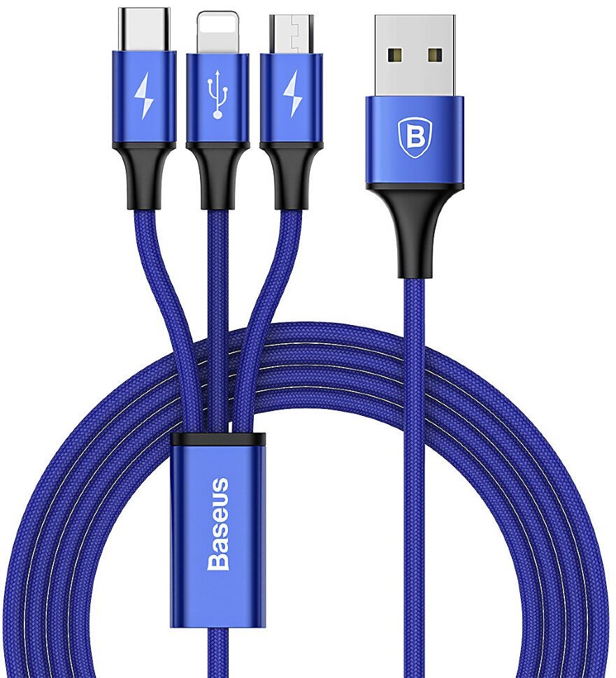 

Baseus Usb Cable to Lightning/microUSB/USB-C Rapid 1.2m Blue (CAMLT-SU13)