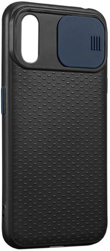 

Tpu Case Textured Point Camshield Black/Blue for iPhone Xr