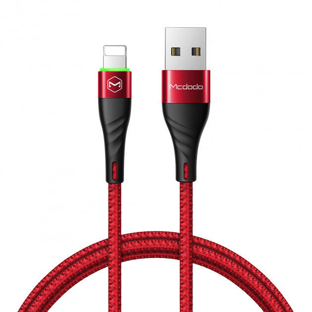 

Mcdodo Usb Cable to Lightning Peacock with Led Light 1.2m Red (CA-6351)